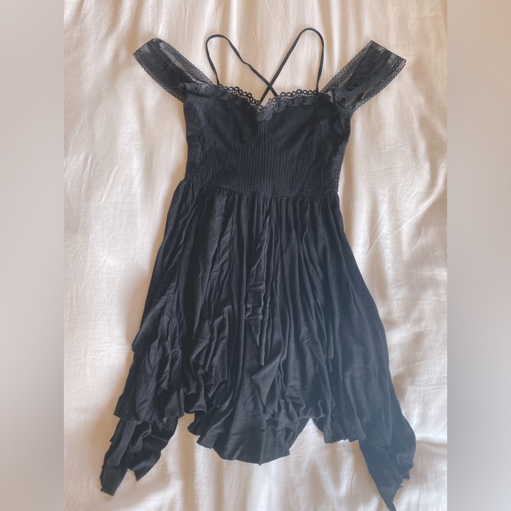Free People little black dress with lace details size medium